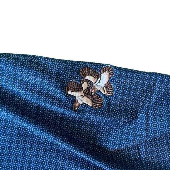 Peter Millar Summer Comfort Polo Navy Duck Sleeve Patch Mens Size Large - Picture 3 of 7